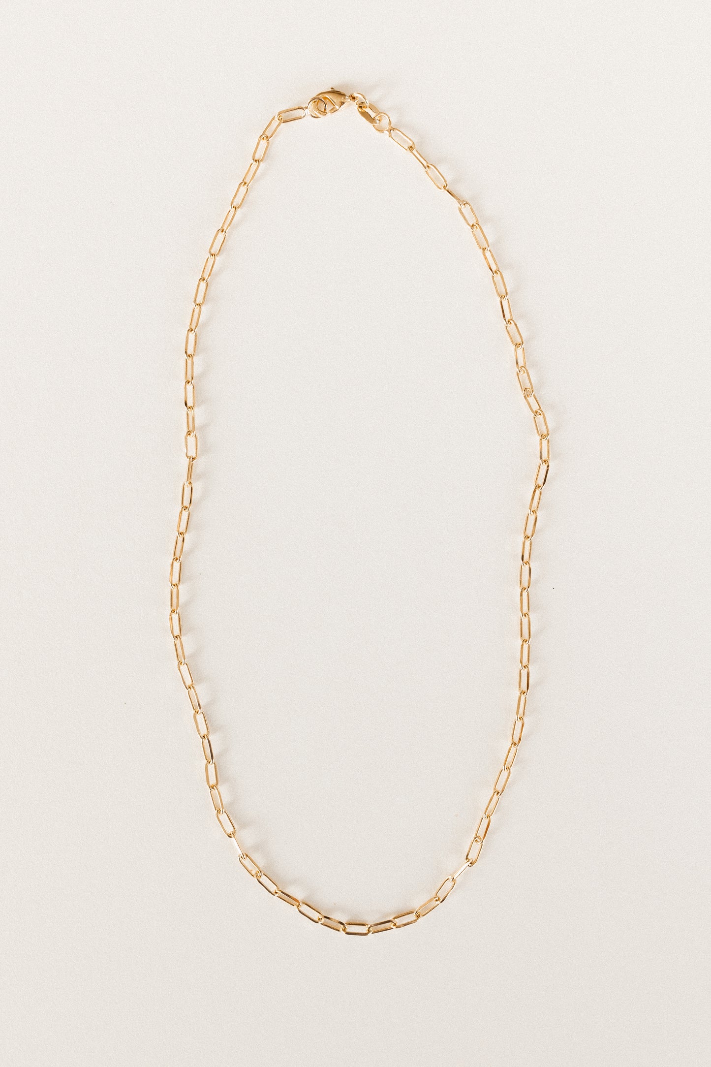 Gold small link paper clip necklace