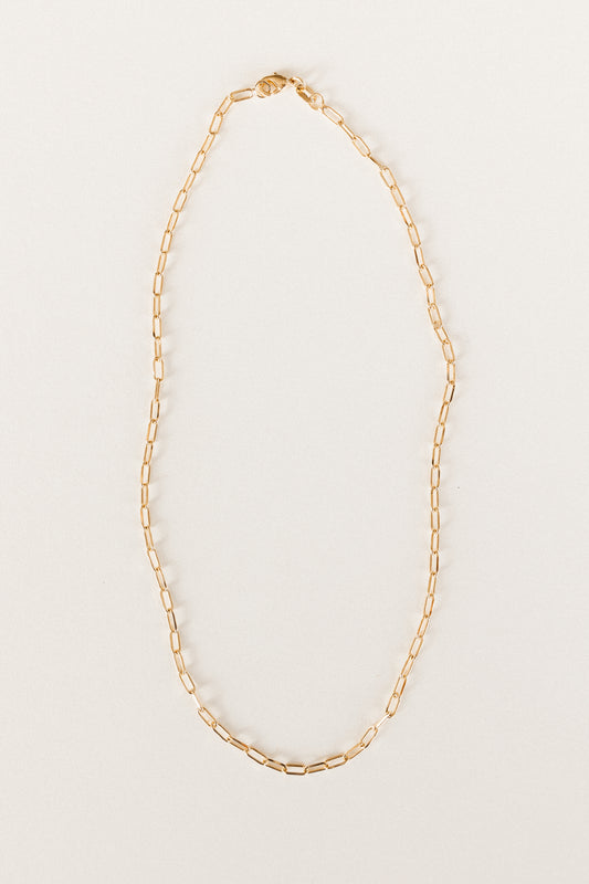 Gold small link paperclip necklace