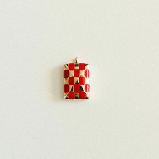 Small red & gold checkered rectangle