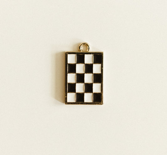 Large gold black & white checkered rectangle