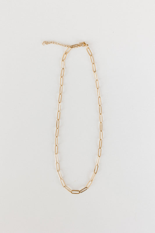 Gold medium link paperclip necklace