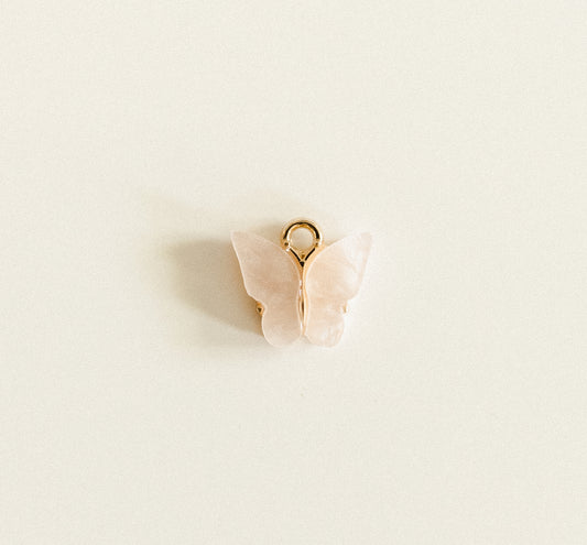 Gold light pink gem butterfly