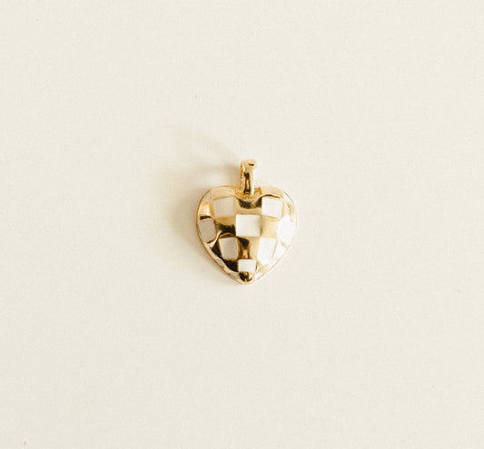 Gold & white checkered heart