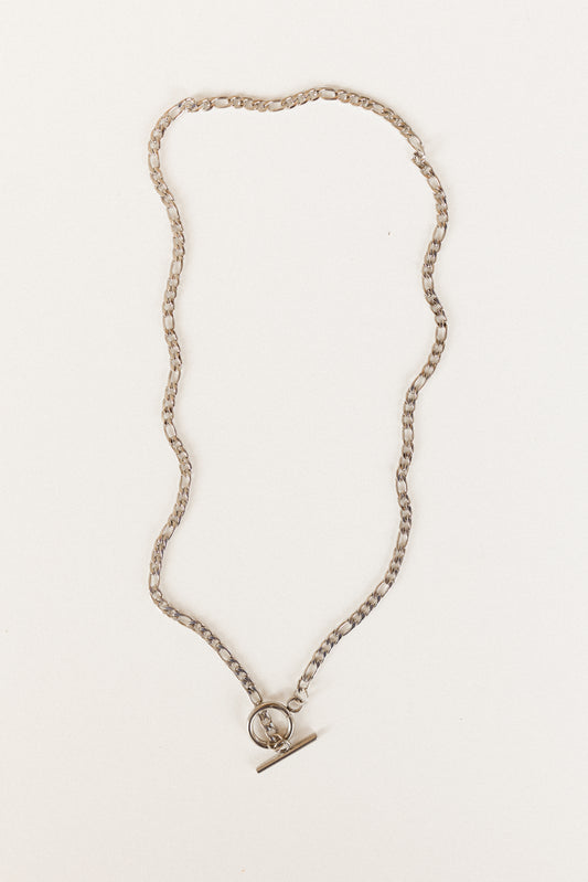 Silver figaro toggle clasp necklace