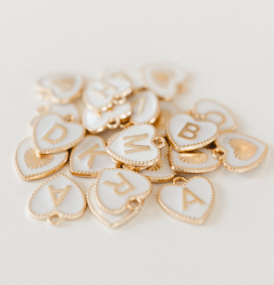 Gold white heart letters A-Z