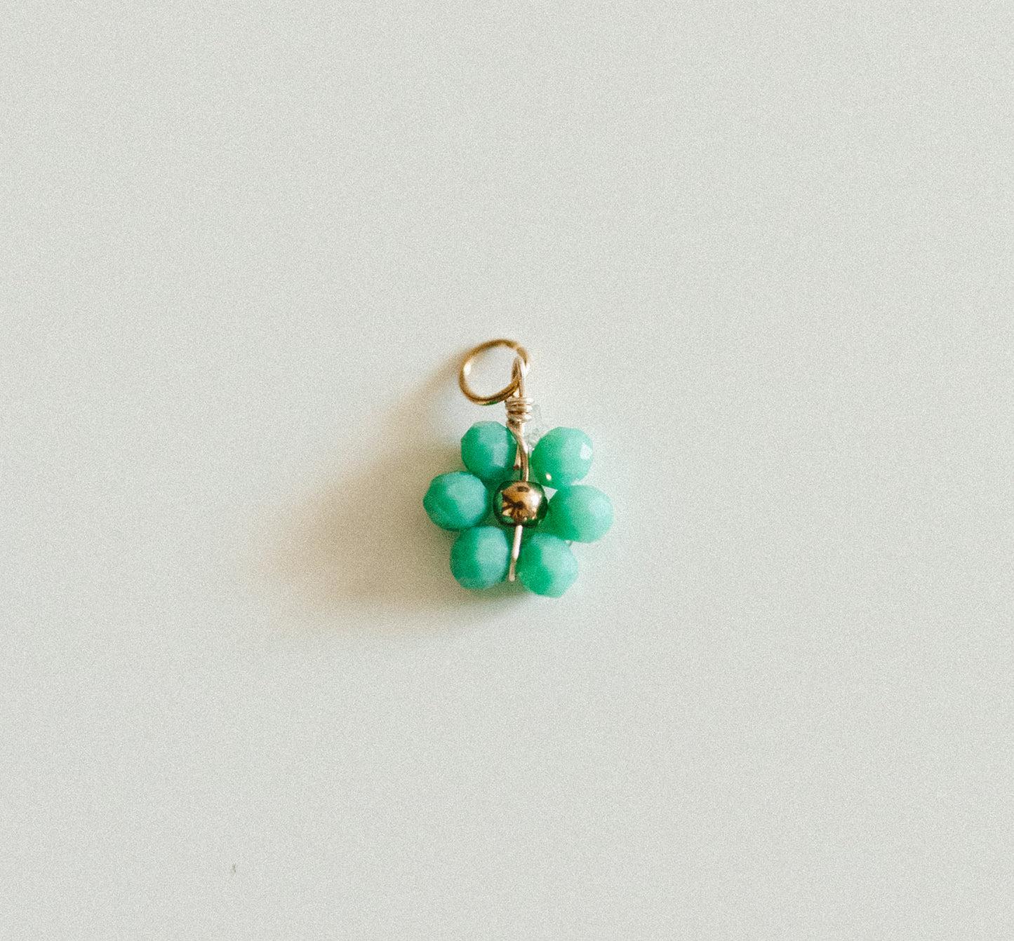 Small gold turquoise bead flower