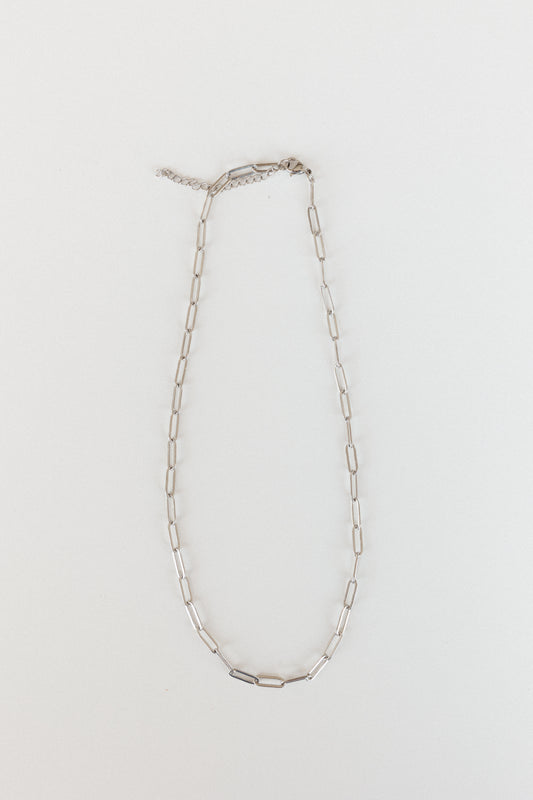 Silver paperclip necklace