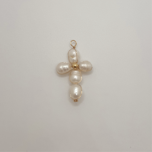 Large gold pearl cross