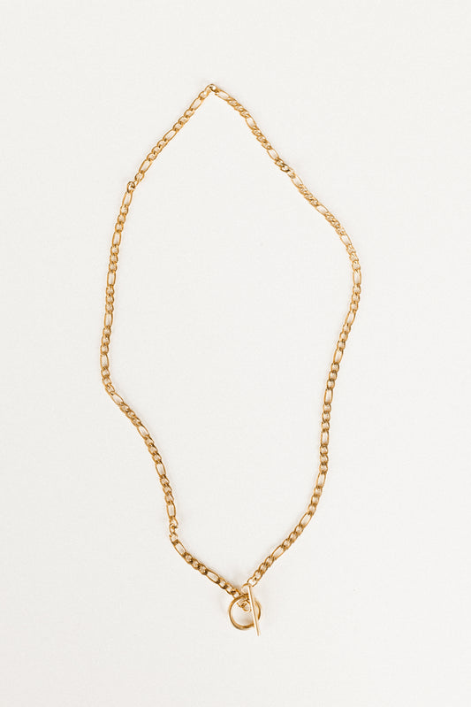 Gold figaro toggle clasp necklace