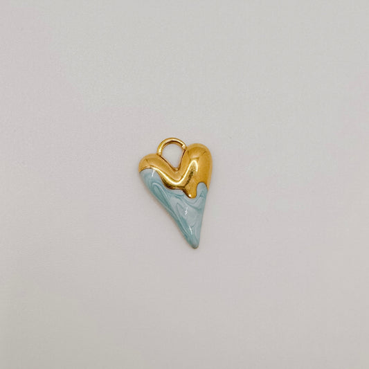 Gold blue paint drip heart