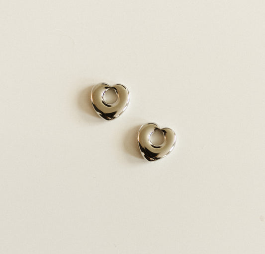Silver heart earring charms