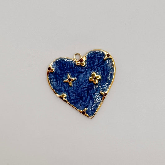 Large gold blue heart