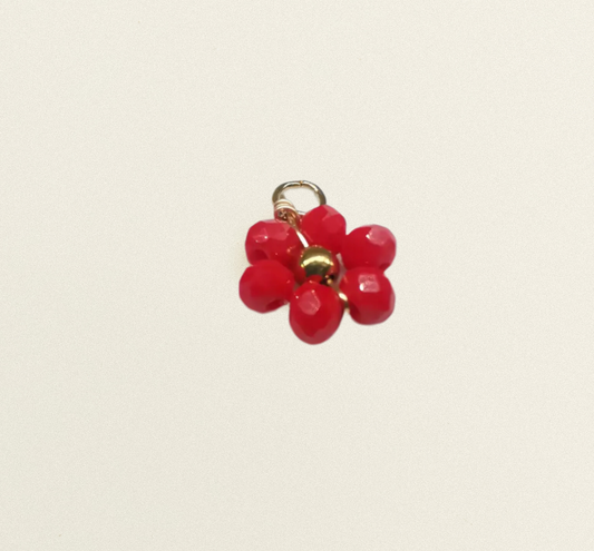 Gold red bead flower
