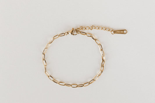 Gold small link paperclip bracelet